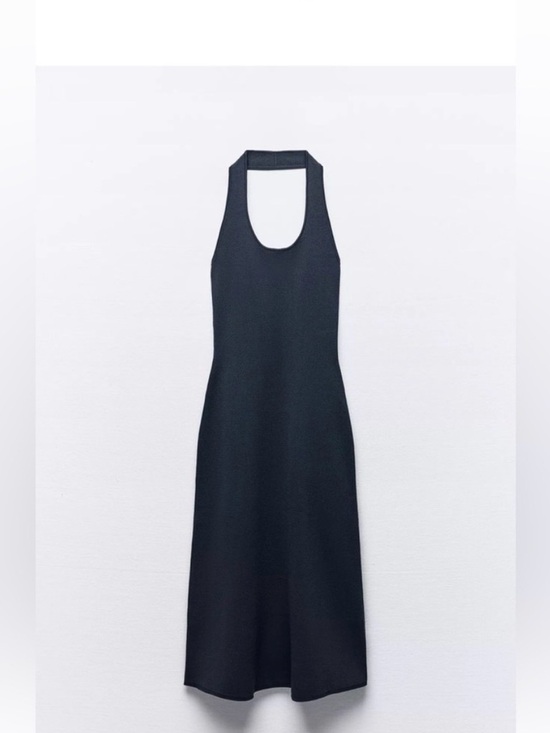 Zara Dresses & Skirts - Zara Black Knit Halter Neck Midi Dress size S